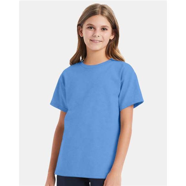 Hanes Essential-T Youth T-Shirt - Carolina Blue - Hanes 5480 Hanes Carolina Blue XS