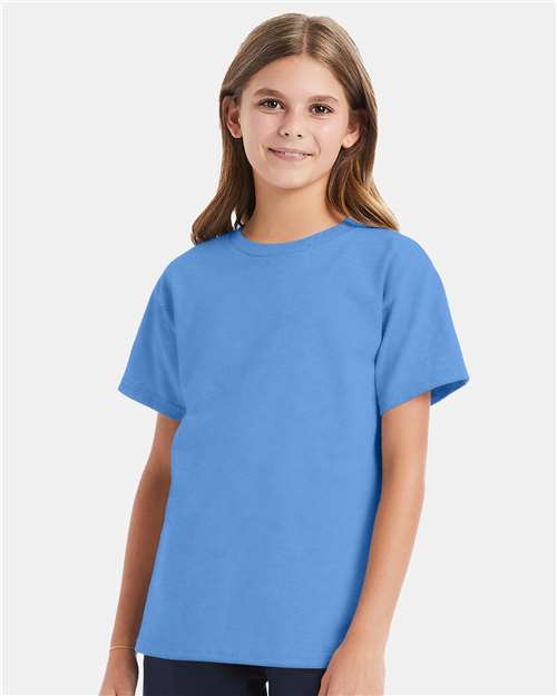 Hanes Essential-T Youth T-Shirt - Carolina Blue - Hanes 5480 Hanes Carolina Blue XS