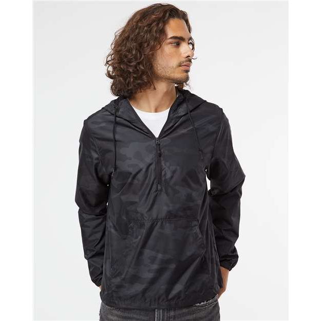 Independent Trading Co. Lightweight Quarter-Zip Windbreaker Pullover Jacket - Independent Trading Co. EXP54LWP Independent Trading Co. Black Camo XS