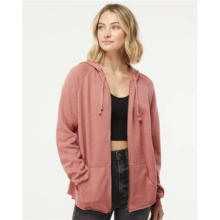 Independent Trading Co. Women's California Wave Wash Full-Zip Hooded Sweatshirt - Independent Trading Co. PRM2500Z Independent Trading Co. Dusty Rose XS