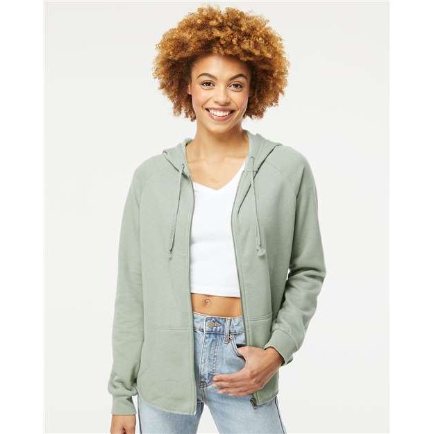 Independent Trading Co. Women's California Wave Wash Full-Zip Hooded Sweatshirt - Independent Trading Co. PRM2500Z Independent Trading Co. Sage XS