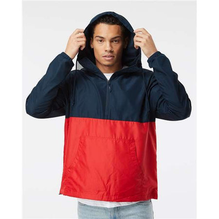 Independent Trading Co. Lightweight Quarter-Zip Windbreaker Pullover Jacket - Independent Trading Co. EXP54LWP Independent Trading Co. Classic Navy/ Red XS