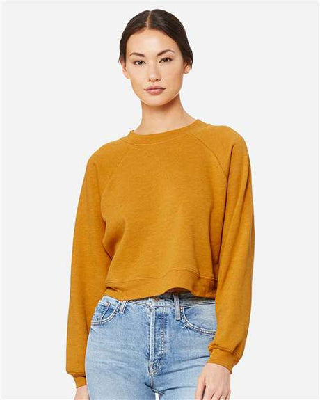Bella + Canvas 7505 Women's Crop Raglan Fleece Crewneck Sweatshirt