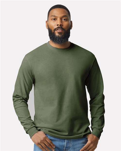 Gildan Heavy Cotton™ Long Sleeve T-Shirt - Military Green - Gildan 5400 Gildan Military Green S