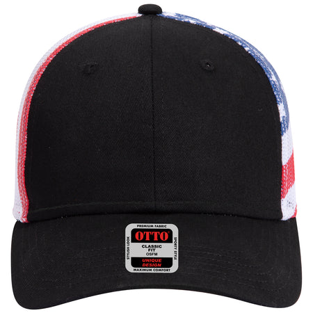 OTTO CAP 6 Panel Low Profile Mesh Back Trucker Hat OTTO 88-1280 Otto Cap 0316 - Blk/Wht OSFM - Adult