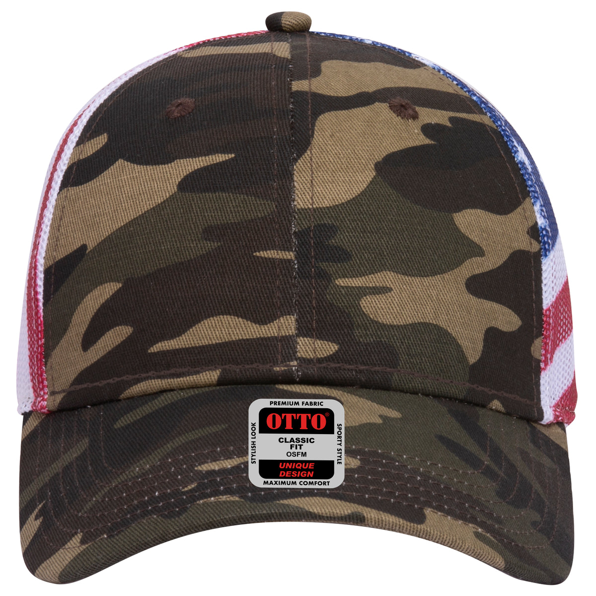 OTTO CAP 6 Panel Low Profile Mesh Back Trucker Hat OTTO 88-1280 Otto Cap CP00816 - Camo 00816 OSFM - Adult