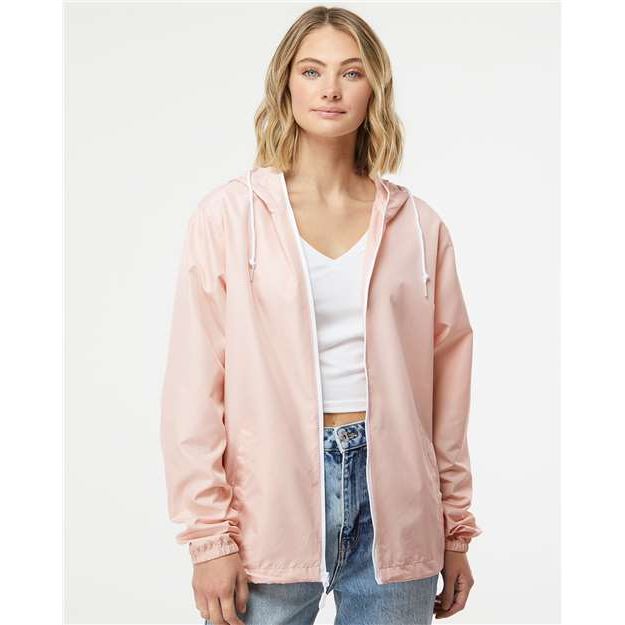 Independent Trading Co. Lightweight Windbreaker Full-Zip Jacket - Blush/ White Zipper - Independent Trading Co. EXP54LWZ Independent Trading Co. Blush/ White Zipper XS