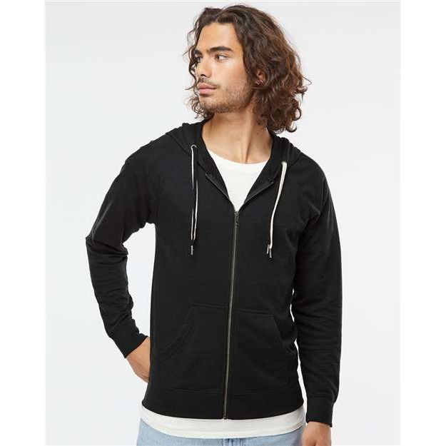 Independent Trading Co. Icon Lightweight Loopback Terry Full-Zip Hooded Sweatshirt - Independent Trading Co. SS1000Z Independent Trading Co. Black XS