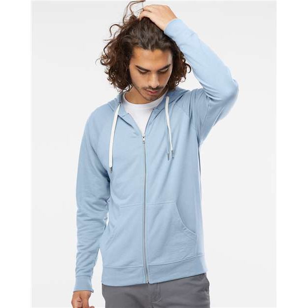 Independent Trading Co. Icon Lightweight Loopback Terry Full-Zip Hooded Sweatshirt - Independent Trading Co. SS1000Z Independent Trading Co. Misty Blue XS