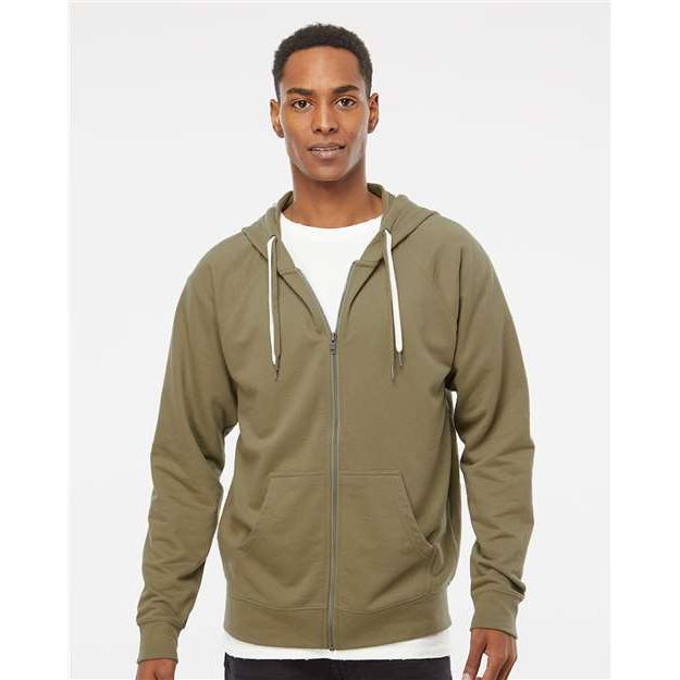 Independent Trading Co. Icon Lightweight Loopback Terry Full-Zip Hooded Sweatshirt - Independent Trading Co. SS1000Z Independent Trading Co. Olive XS