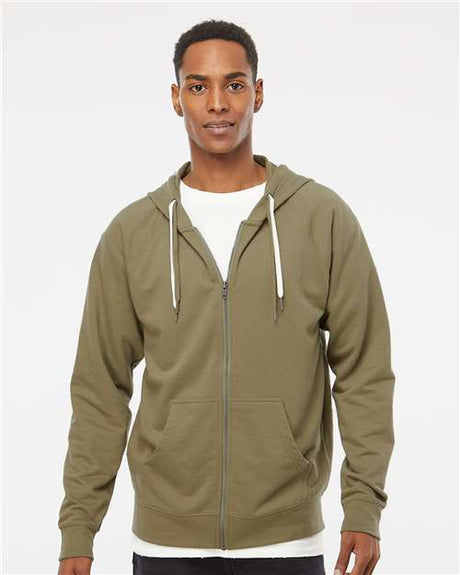 Independent Trading Co. SS1000Z Unisex Icon Lightweight Loopback Terry Full-Zip Hooded Sweatshirt | Wholesale Zip Hoodie