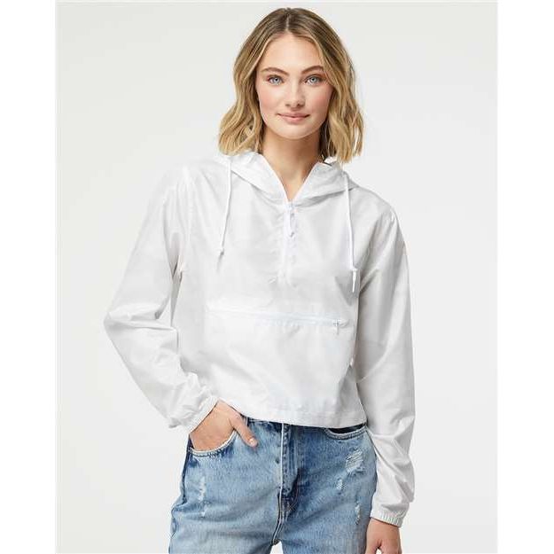 Independent Trading Co. Women's Lightweight Quarter-Zip Pullover Crop Windbreaker - Independent Trading Co. EXP64CRP Independent Trading Co. White Camo XS