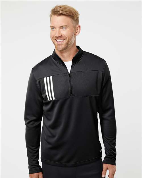 Adidas Men's 3-Stripes Double-Knit Quarter-Zip Pullover - Adidas A482