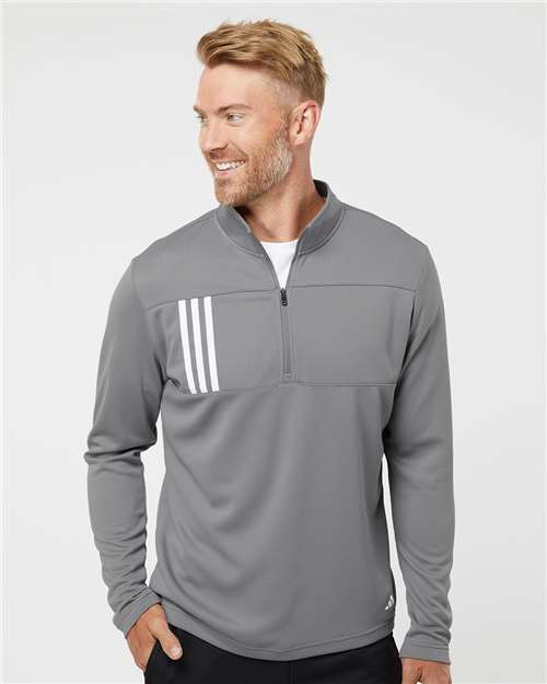 Adidas Men's 3-Stripes Double-Knit Quarter-Zip Pullover - Adidas A482