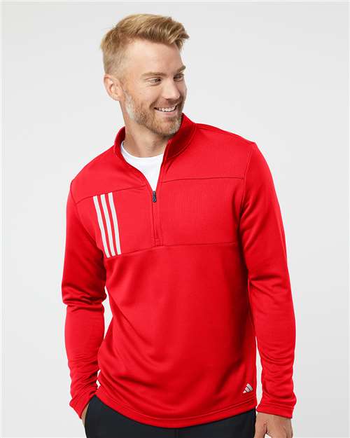 Adidas Men's 3-Stripes Double-Knit Quarter-Zip Pullover - Adidas A482