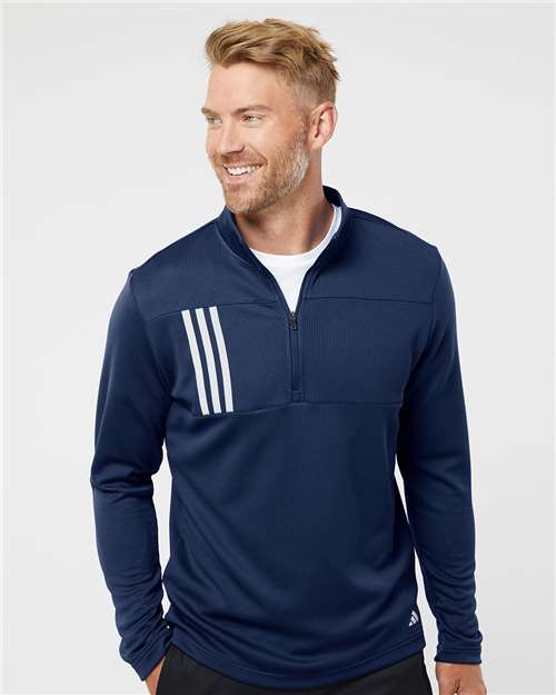 Adidas Men's 3-Stripes Double-Knit Quarter-Zip Pullover - Adidas A482