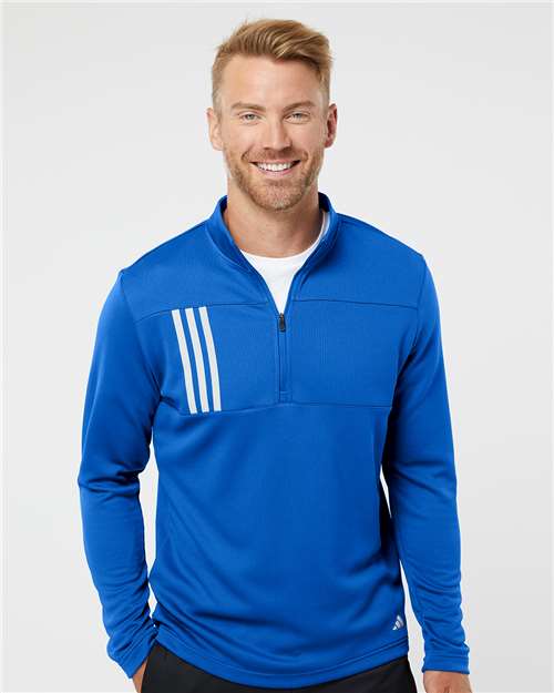 Adidas Men's 3-Stripes Double-Knit Quarter-Zip Pullover - Adidas A482