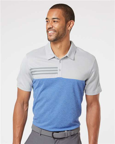 Adidas A508 Men's Heathered Colorblocked 3-Stripes Polo Classic Edition Everyday Wear
