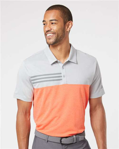 Adidas A508 Men's Heathered Colorblocked 3-Stripes Polo Classic Edition Everyday Wear