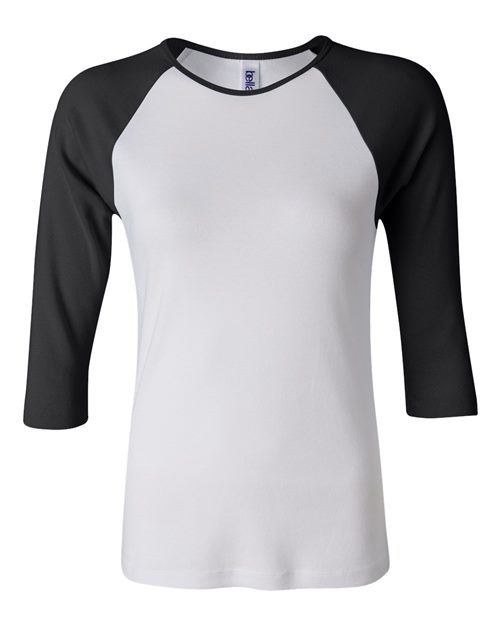 BELLA + CANVAS Women’s 1X1 Baby Rib Raglan Three-Quarter Sleeve Tee - BELLA + CANVAS 2000