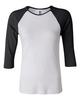 BELLA + CANVAS Women’s 1X1 Baby Rib Raglan Three-Quarter Sleeve Tee - BELLA + CANVAS 2000