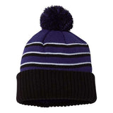 Richardson Pom Cuffed Beanie - Richardson 134 Richardson Purple/ Black/ White One Size
