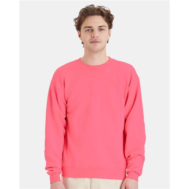 Hanes Ecosmart® Crewneck Sweatshirt - Safety Pink - Hanes P160 Hanes