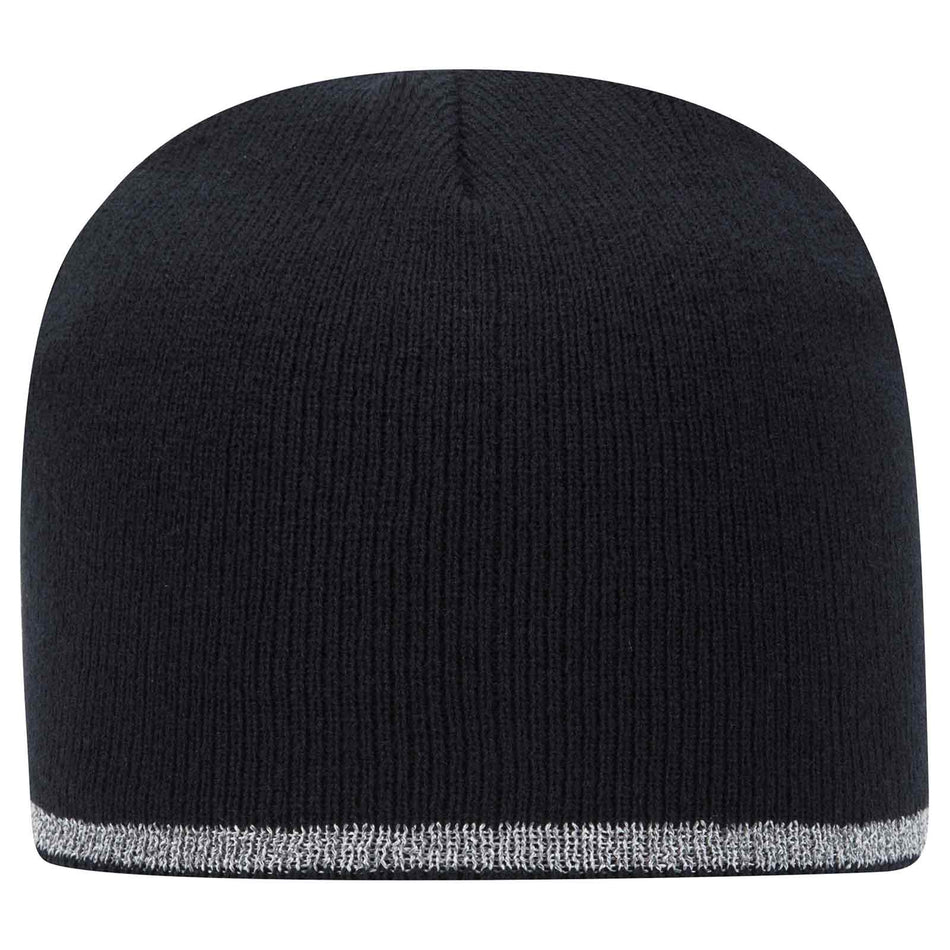 OTTO CAP 9" Classic Knit Beanie w/ Reflective Stripe OTTO 91-1237 Otto Cap 003 - Black OSFM - Adult