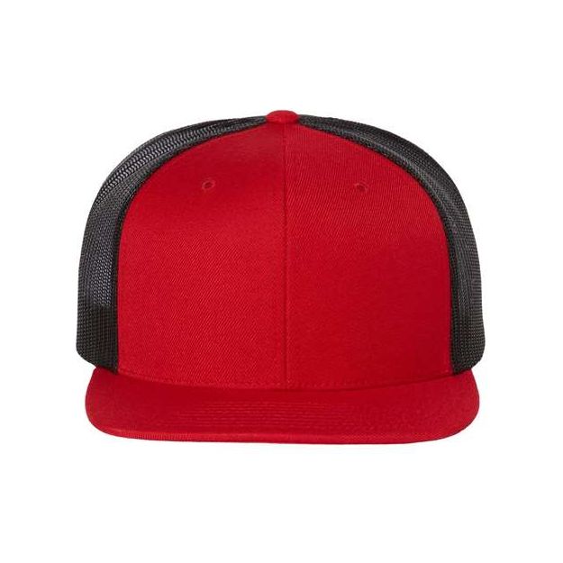 Richardson Wool Blend Flat Bill Trucker Cap - Richardson 511 Richardson Red/ Black Adjustable