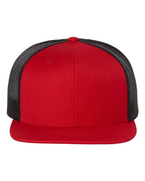 Richardson Wool Blend Flat Bill Trucker Cap - Richardson 511 Richardson Red/ Black Adjustable