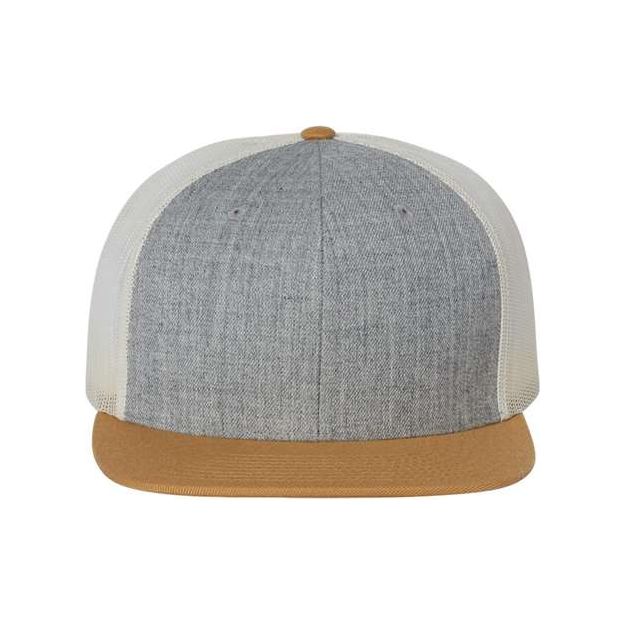 Richardson Wool Blend Flat Bill Trucker Cap - Richardson 511 Richardson Heather Grey/ Birch/ Biscuit Adjustable