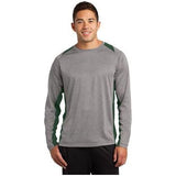 Men's Long Sleeve Heather Colorblock Contender Tee DRI-EQUIP Vintage Heather/Forest Green 3X-Large