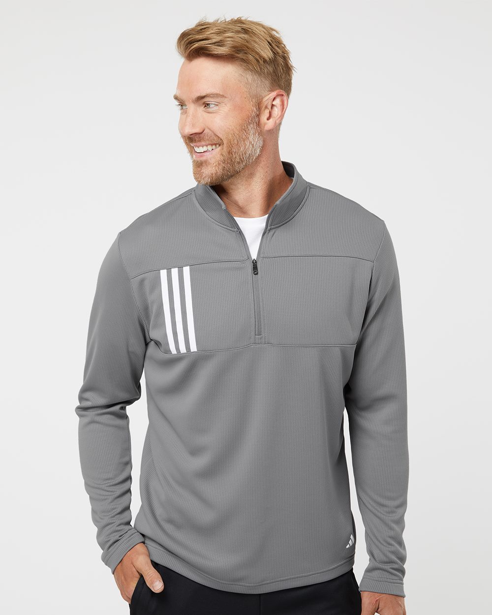 Adidas Men's 3-Stripes Double-Knit Quarter-Zip Pullover - Adidas A482