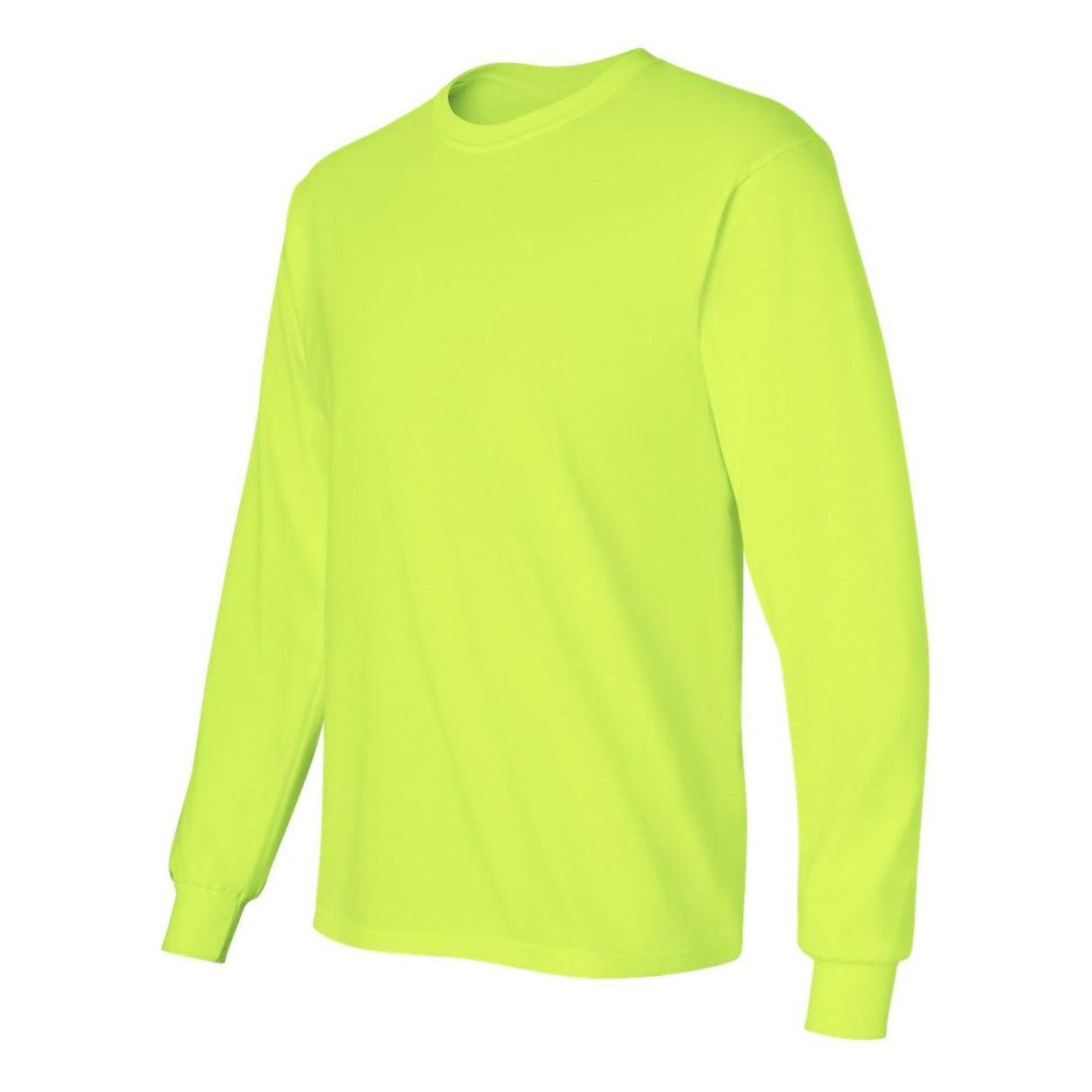 Mens Ultra Cotton 50/50 Cotton/Poly Long Sleeve T-Shirt - Safety Green T-Shirts Joe's USA Safety Green (50/50 Cotton Poly) Small