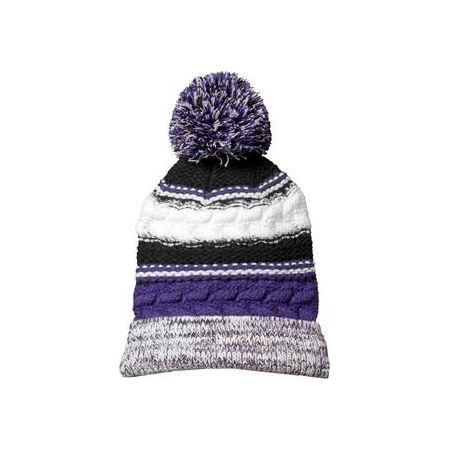 Pom Pom Team Beanie DRI-EQUIP Purple/Black/White