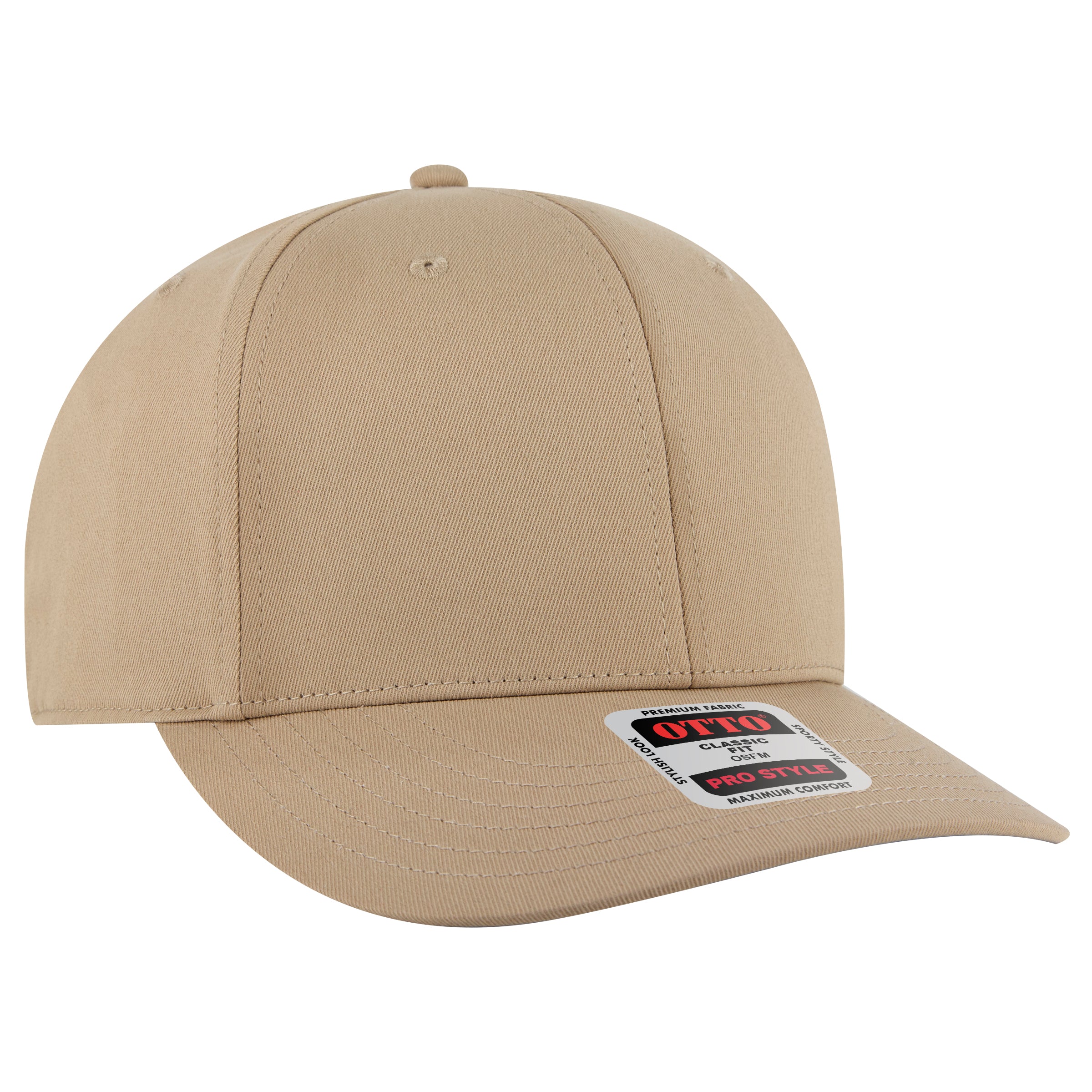 OTTO CAP 6 Panel Pro Style Snapback Hat OTTO 930-1 Otto Cap 032 - Khaki OSFM - Adult