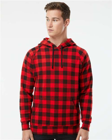 Independent Trading Co. Special Blend Raglan Hooded Sweatshirt - Red Buffalo Plaid - Independent Trading Co. PRM33SBP Independent Trading Co.