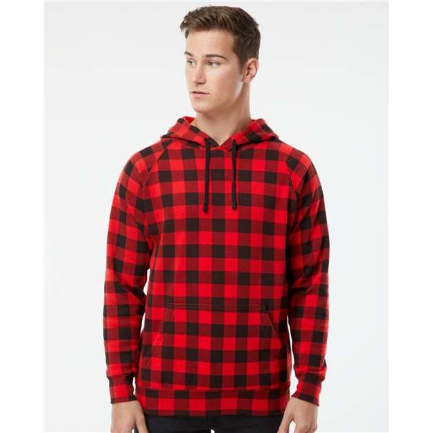 Independent Trading Co. Special Blend Raglan Hooded Sweatshirt - Red Buffalo Plaid - Independent Trading Co. PRM33SBP Independent Trading Co.