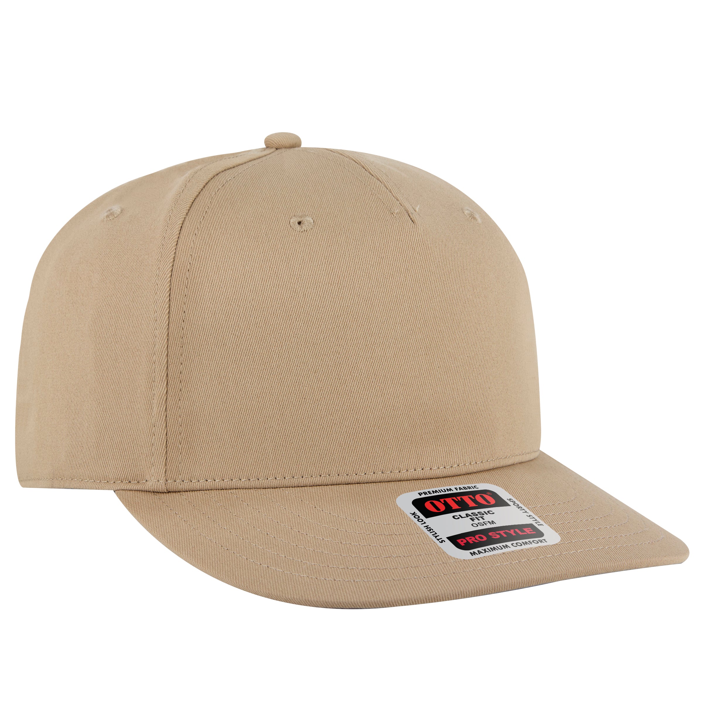 OTTO CAP 5 Panel Pro Style Snapback Hat OTTO 9305-1 Otto Cap 032 - Khaki OSFM - Adult