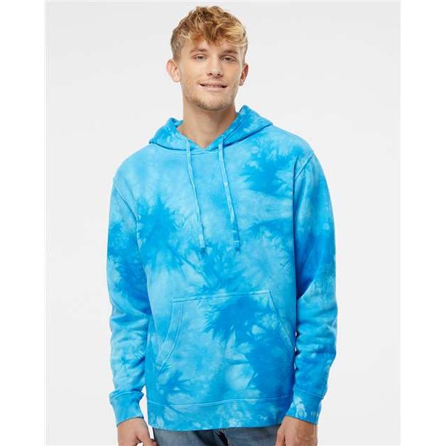 Independent Trading Co. Midweight Tie-Dyed Hooded Sweatshirt - Independent Trading Co. PRM4500TD Independent Trading Co. Tie Dye Aqua Blue XS