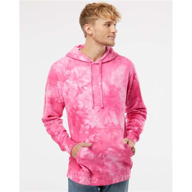 Independent Trading Co. Midweight Tie-Dyed Hooded Sweatshirt - Independent Trading Co. PRM4500TD Independent Trading Co. Tie Dye Pink XS