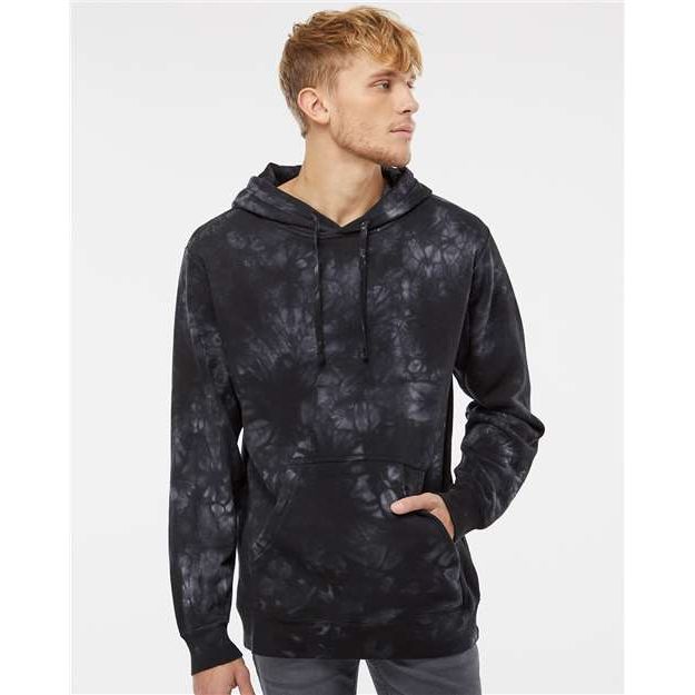 Independent Trading Co. Midweight Tie-Dyed Hooded Sweatshirt - Independent Trading Co. PRM4500TD Independent Trading Co. Tie Dye Black XS