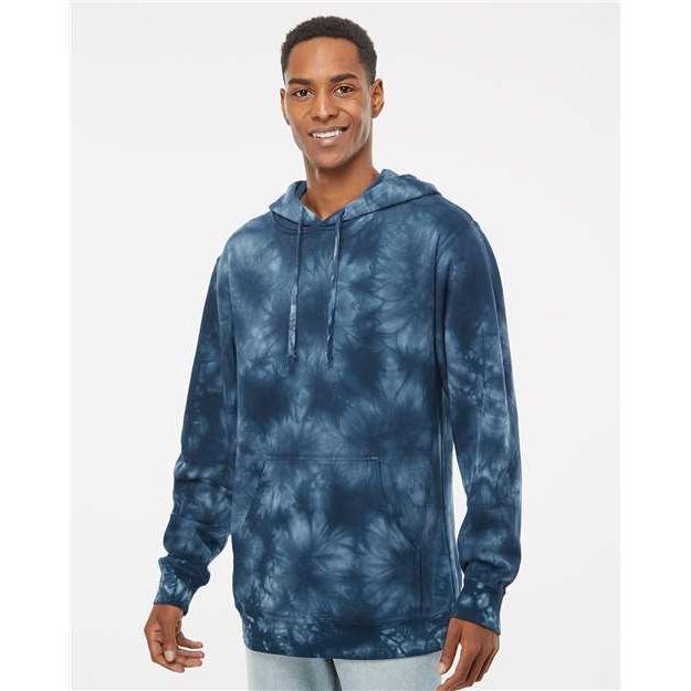 Independent Trading Co. Midweight Tie-Dyed Hooded Sweatshirt - Independent Trading Co. PRM4500TD Independent Trading Co. Tie Dye Navy XS