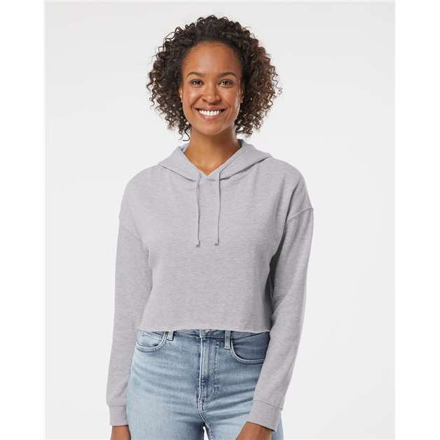 Independent Trading Co. Women’s Lightweight Crop Hooded Sweatshirt - Independent Trading Co. AFX64CRP Independent Trading Co. Grey Heather XS