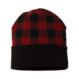 CAP AMERICA USA-Made Plaid Beanie - CAP AMERICA RKP12 CAP AMERICA Black/ True Red One Size