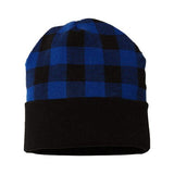 CAP AMERICA USA-Made Plaid Beanie - CAP AMERICA RKP12 CAP AMERICA Black/ True Royal One Size