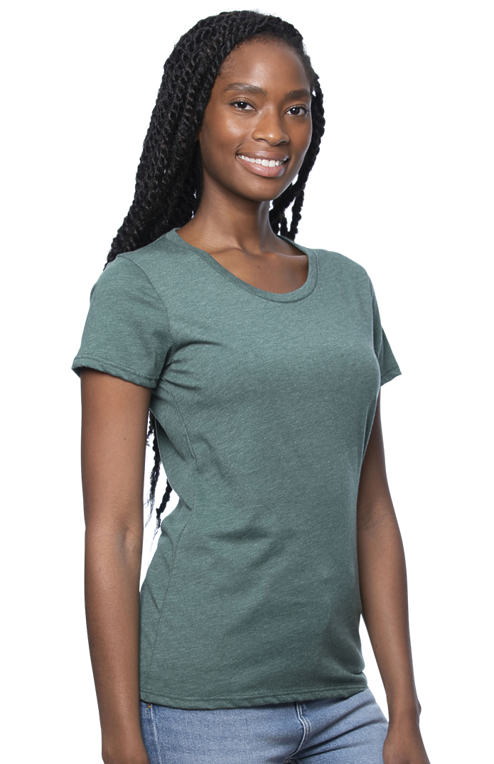 Royal Apparel 95001W Women's Organic RPET Short Sleeve Tee - Heather Pine