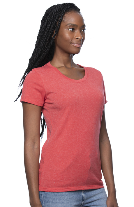 Royal Apparel 95001W Women's Organic RPET Short Sleeve Tee - Heather Tomato