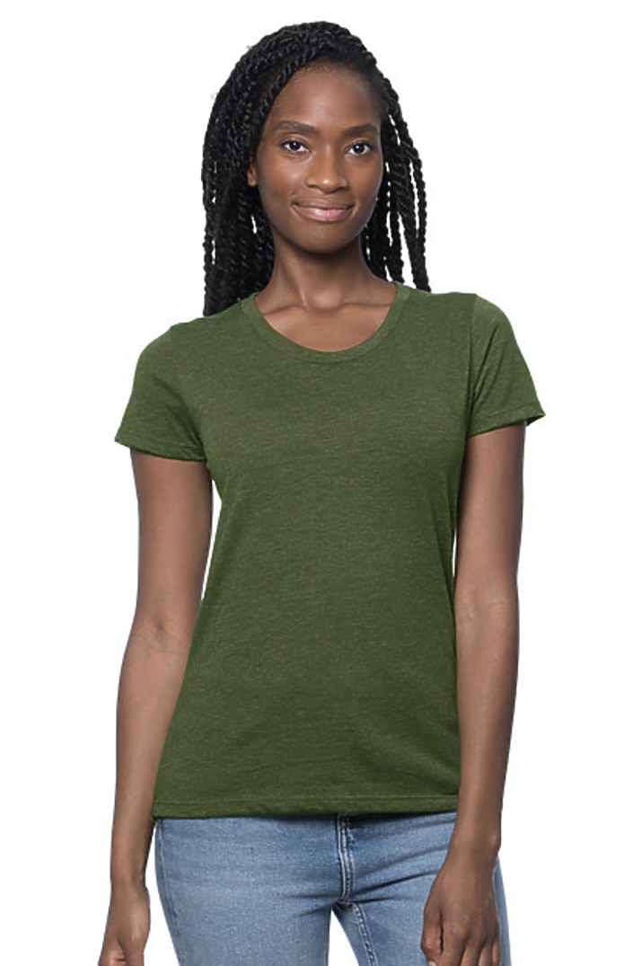 Royal Apparel 95001W Women's Organic RPET Short Sleeve Tee - Heather Kale