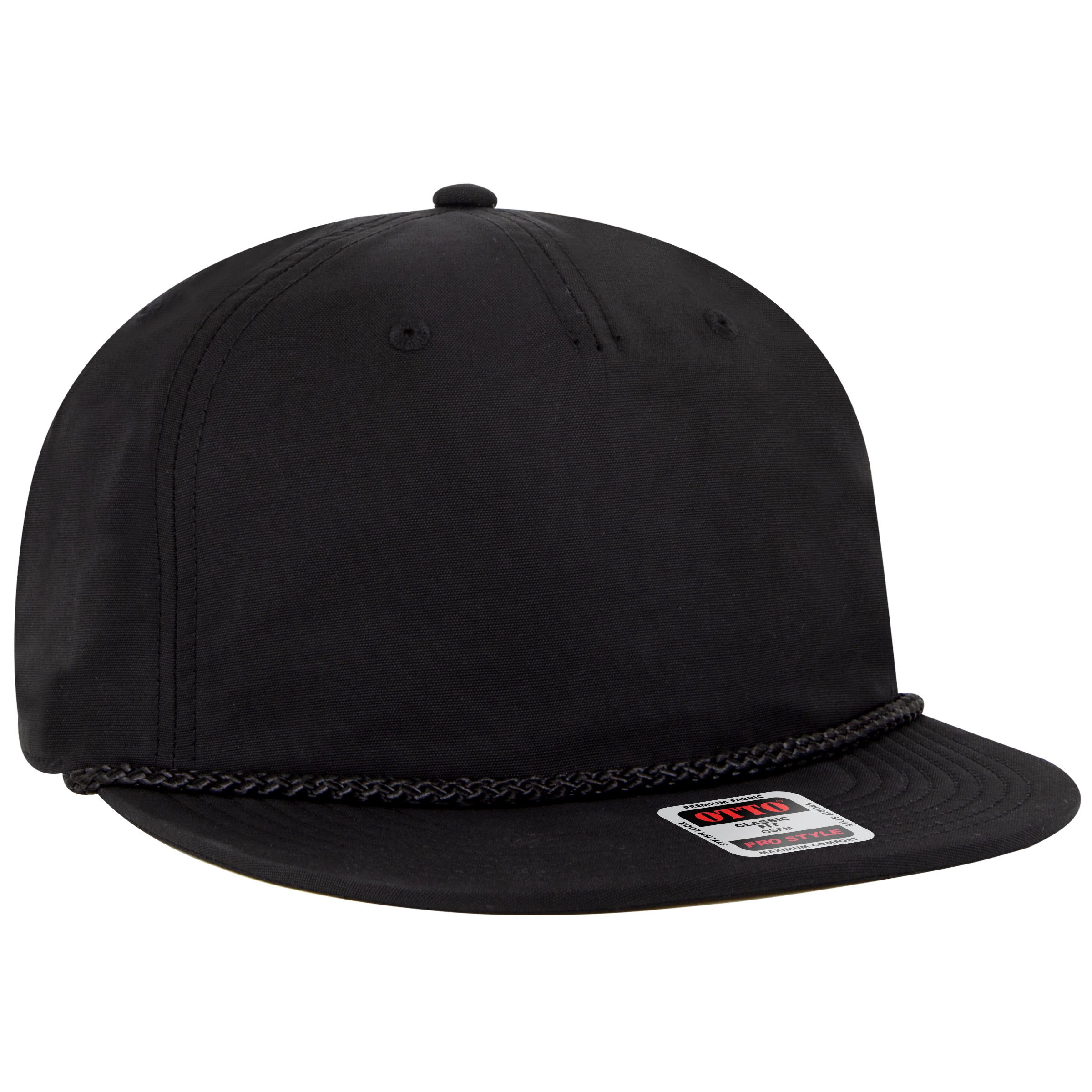 OTTO CAP 5 Panel Pro Style Snapback Hat OTTO 9505-3 Otto Cap 003 - Black OSFM - Adult